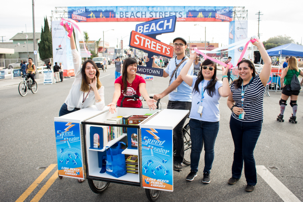 Emerging City Champion, Zehdar and her team of supporters at Long Beach's Open Streets Program Beach Streets
